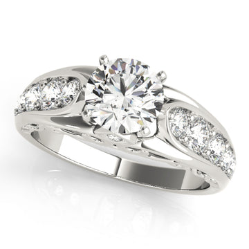 Silver Single Row Engagement Ring Prong Set